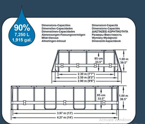 Bestway 56714 Portable Swimming Pool Size 14 ft x 8.2 ft x 3.3 ft