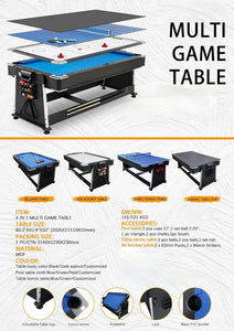 4-in-1 Multi-Functional 7ft MDF Pool Billiard Table: Air Hockey, Table Tennis, and Dining Table