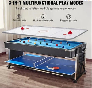 4-in-1 Multi-Functional 7ft MDF Pool Billiard Table: Air Hockey, Table Tennis, and Dining Table